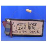 Rustic Wooden Wine Lover Wall Hanging Plaque Sign