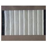 Modern Black & White Striped Woven Accent Rug