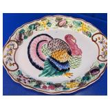 Turkey Floral Thanksgiving Serving Platter