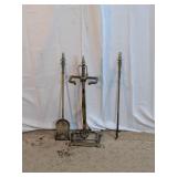 Brass Fireplace Tool Set with Stand