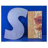 Letter 'S' & Poppy Floral Wooden Wall Plaque