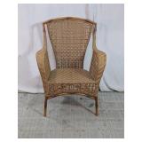 Woven Rattan High-Back Armchair