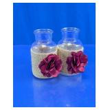 Charming Rustic Burlap & Glass Vases Duo