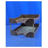 2-Tier Vintage Faux Woodgrain Desk Document Tray