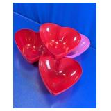 Heart-Shaped Plastic Serving Bowls Set