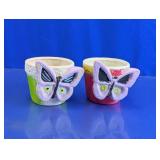 Painted Butterfly Pottery Planters Duo