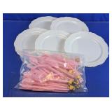 Pink & White Party Tableware Set
