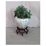 Ceramic Planter & Plant Stand Set