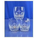 Crown Royal Etched Lowball Glasses Trio