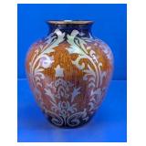 Brown Floral Pattern Decorative Glass Vase