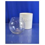 White Ceramic Utensil Holder & Glass Bowl Set