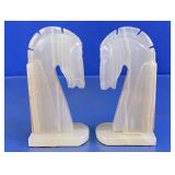 Matched Pair of Carved Stone Horse Head Bookends