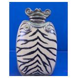 Zebra Print Glass Decorative Jar With Stopper