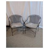Metal Outdoor Patio Armchairs Duo