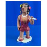 Handmade Clay Figurine of Woman Smoking