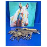 Horse Canvas Print and Metal Wall Art Decor Lot