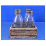 Glass Bottle & Wooden Crate Set