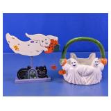 Halloween Ghost and Cat Tabletop Decor Lot