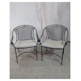 Wrought Iron Patio Armchairs w/ Cushions Duo