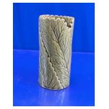 Green Leaf-Pattern Ceramic Vase