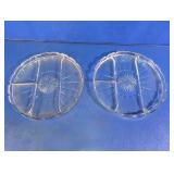 Clear Glass Starburst Divided Serving Platter Pair