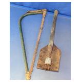 Vintage Bow Saw & Folding Entrenching Shovel