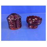Ruby Red Pressed Glass Light Fixture Parts Set