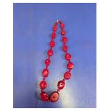 Red Coral Style Beaded Necklace