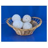 Seashell Spheres & Woven Basket Set