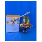 Autumn Harvest Glass Pedestal Candle Holder