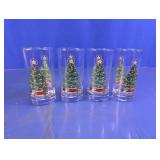 Vintage Christmas Tree Glasses Set