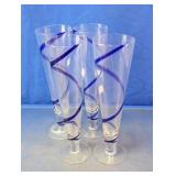 Blue Swirl Glass Champagne Flutes