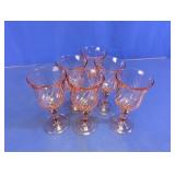 Vintage Pink Swirl Depression Glass Goblets Lot