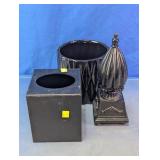 Black Decorative Tissue Box & Containers