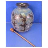 Decorative Blue Bird Pattern Pottery Vase