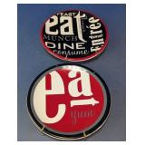 Retro Food Themed Ceramic Plate Pair