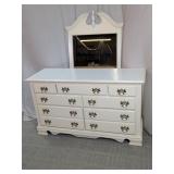 Vintage Cream Dresser w/ Attached Mirror Set