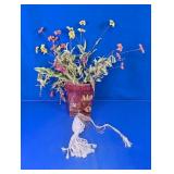 Vintage Floral Arrangement & Macrame Hanger