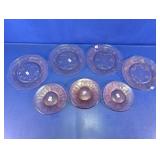 Pink Embossed Glass Plate & Saucer Set