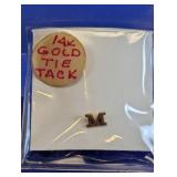 14K Yellow Gold Letter M Tie Tack