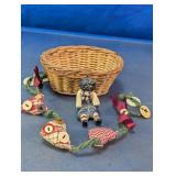 Primitive Style Basket, Doll & Garland Set
