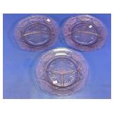Pink Embossed Glass Plate Set