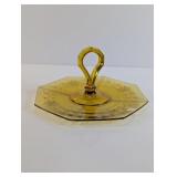 Amber Glass Handled Serving Tray Dish