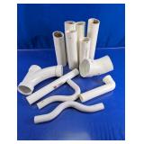 White PVC Pipe Sections & Elbow Fittings Lot