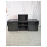 Black Entertainment Center TV Stand with Glass