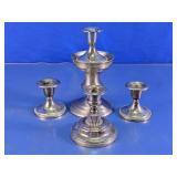 Decorative Silver Tone Metal Candle Holder Set