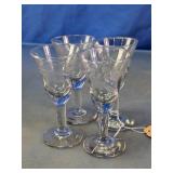 Etched Glass Champagne Cordial Glasses