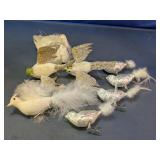 Assorted Feathered and Glass Bird Clip Ornaments