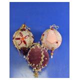 Handcrafted Beaded Christmas Ornaments Trio