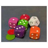 Colorful Dice and Numbered Die Set
